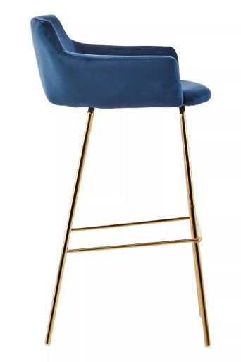 Blue Velvet Low Back Bar Chair | Tamzin
