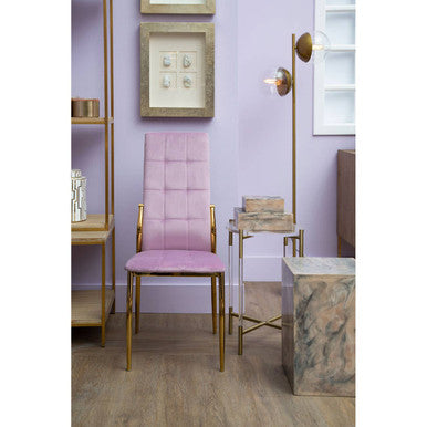 Pink Velvet High Back Dining Chair | Tamzin