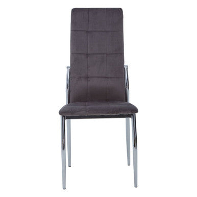 Grey Velvet High Back Dining Chair | Tamzin