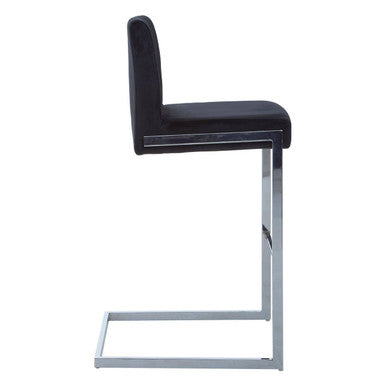 Black Velvet Bar Chair with Low Back | Tamzin