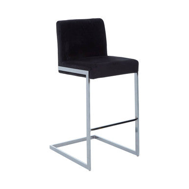 Black Velvet Bar Chair with Low Back | Tamzin