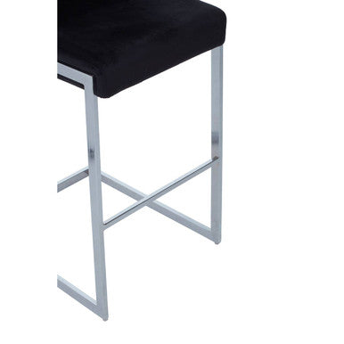 Black Velvet Bar Chair with Low Back | Tamzin