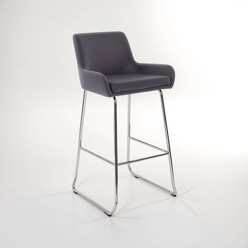 Grey Velvet Bar Chair with Low Arms | Tamzin