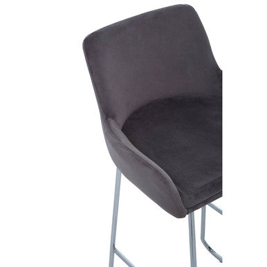 Grey Velvet Bar Chair with Low Arms | Tamzin