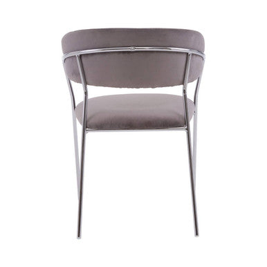 Mink Velvet Channel Tufted and Chrome Finish Dining Chair | Tamzin