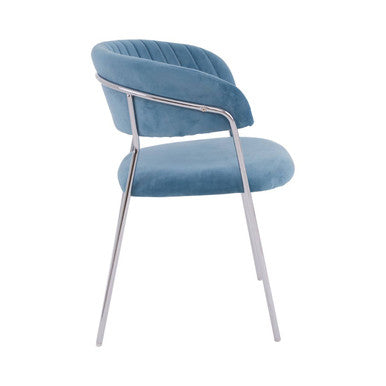 Blue Channel Chrome Finish Dining Chair | Tamzin