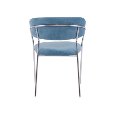 Blue Channel Chrome Finish Dining Chair | Tamzin