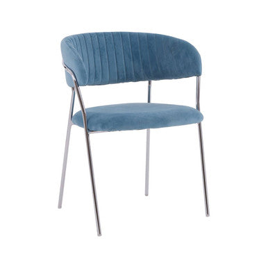 Blue Channel Chrome Finish Dining Chair | Tamzin