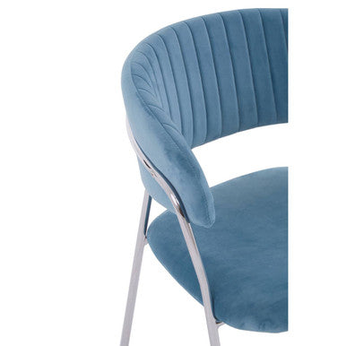 Blue Channel Chrome Finish Dining Chair | Tamzin