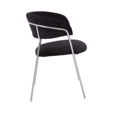 Black Velvet Channel Tufted Dining Chair | Tamzin