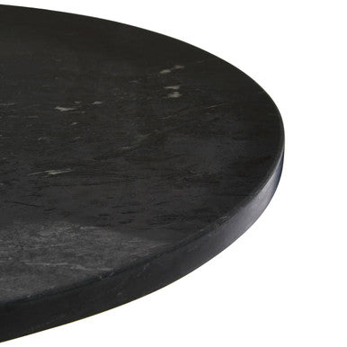 Black Marble Top Side Table with Antique Brass Iron Pole | Rany