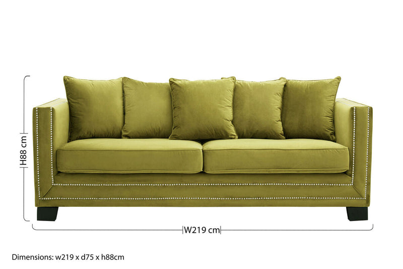 3 Seater Moss Velvet Sofa | Sofia