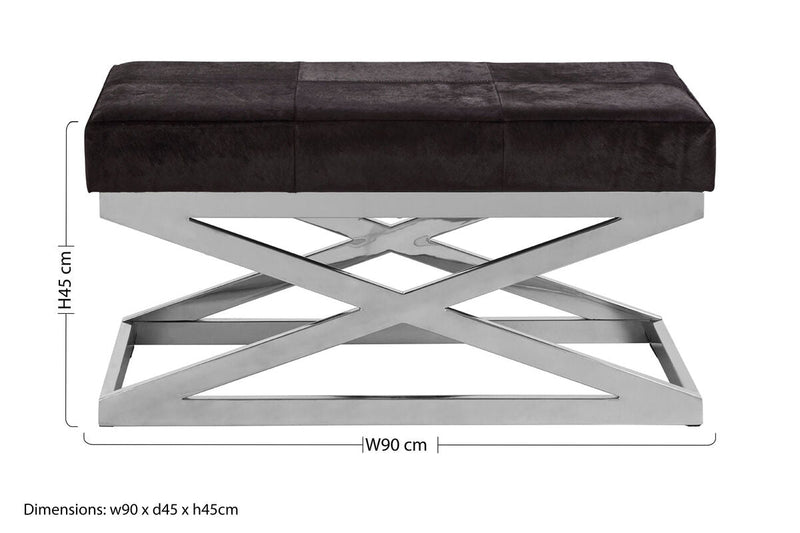 Hair on Leather Cross Base Bench | Kensington Townhouse
