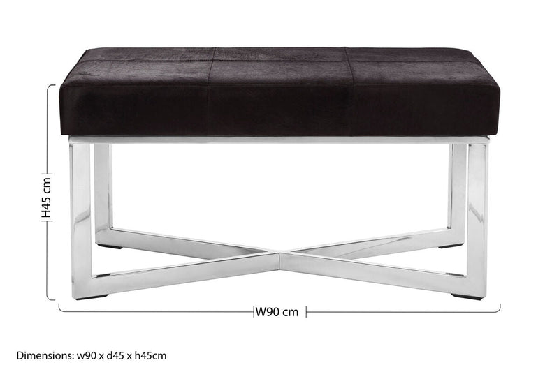 Black Hair on Leather Leather Bench | Kensington Townhouse