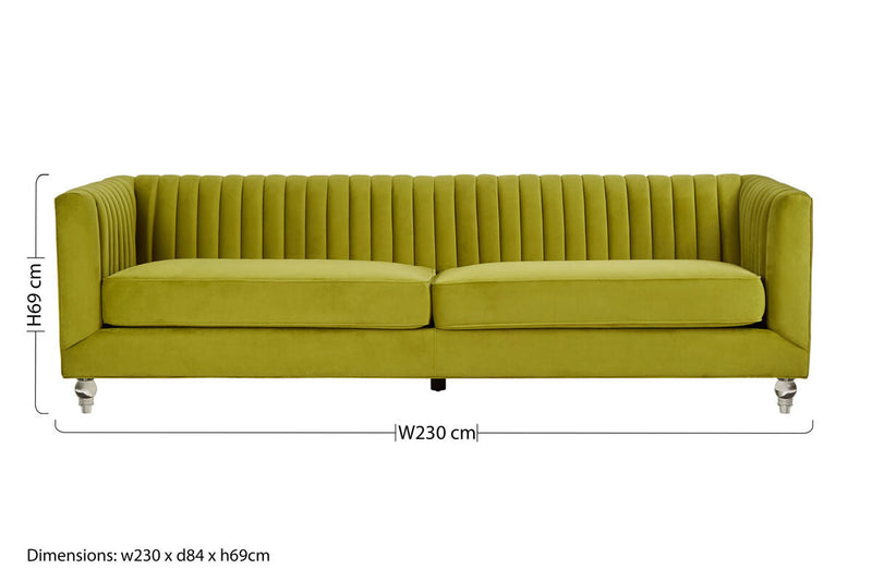 3 Seater Green Velvet Sofa | Brasa