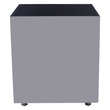 Black Tempered Glass Top Side Table with Silver Square Chrome Finish Frame | Carlox