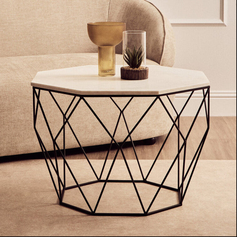 White Marble Top Octagon Table | Shalimar