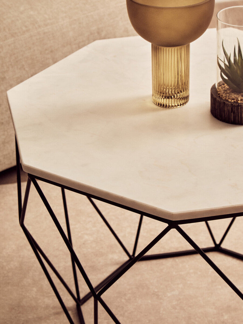 White Marble Top Octagon Table | Shalimar