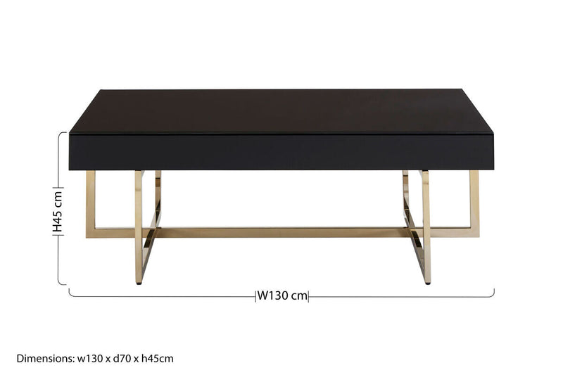 Black Mirrored Top Rectangular Coffee Table | Ragusa
