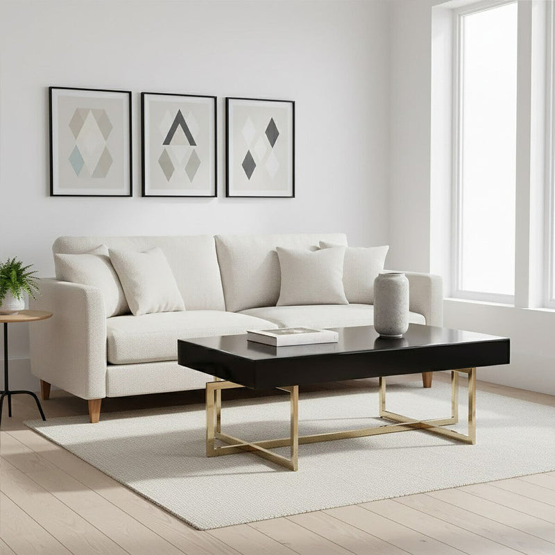 Black Mirrored Top Rectangular Coffee Table | Ragusa