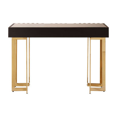Gold Mirrored Top Console Table with 1 Storage Drawer and Gold Polished Stainless Steel Frame | Rivoli