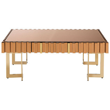 Glass Top Gold Finish Rectangular Coffee Table | Rivoli