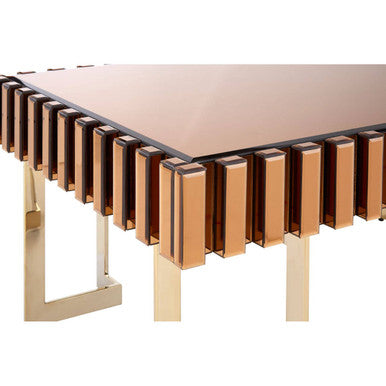 Glass Top Gold Finish Rectangular Coffee Table | Rivoli