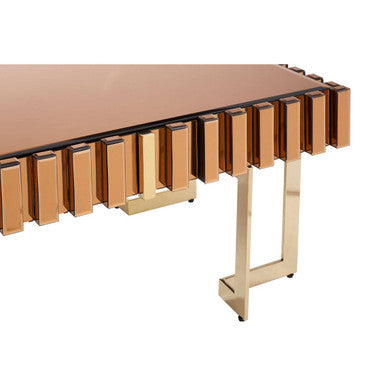 Glass Top Gold Finish Rectangular Coffee Table | Rivoli