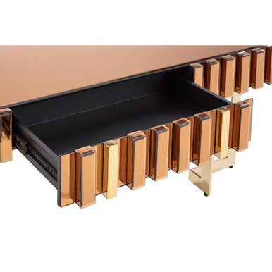 Glass Top Gold Finish Rectangular Coffee Table | Rivoli