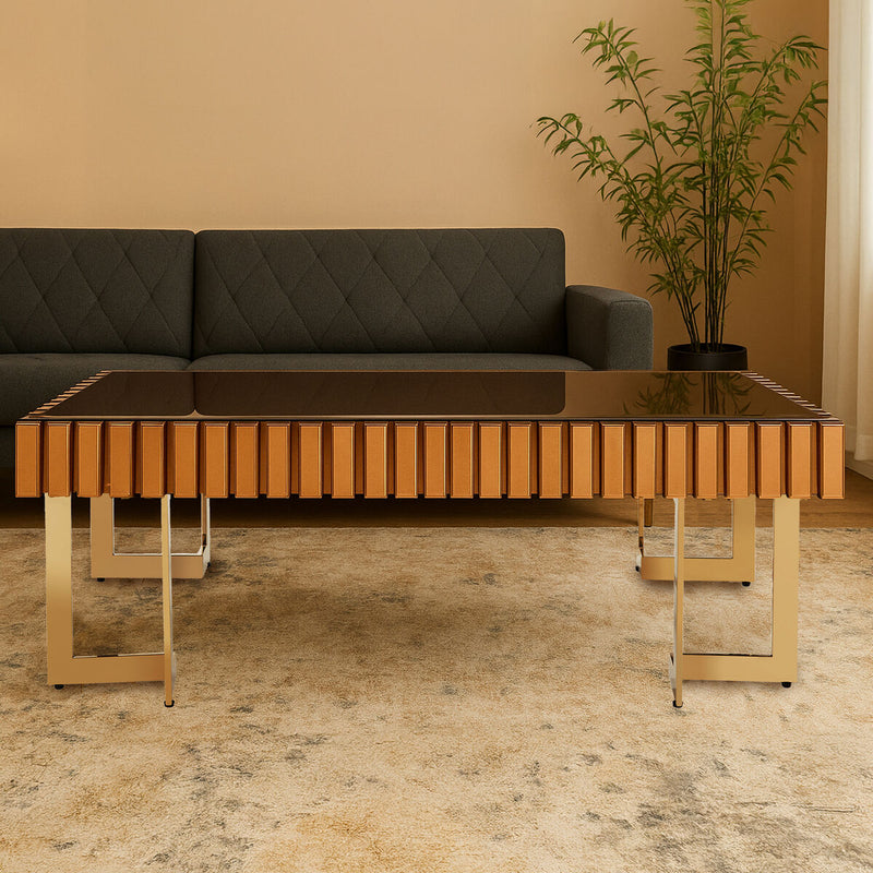Glass Top Gold Finish Rectangular Coffee Table | Rivoli