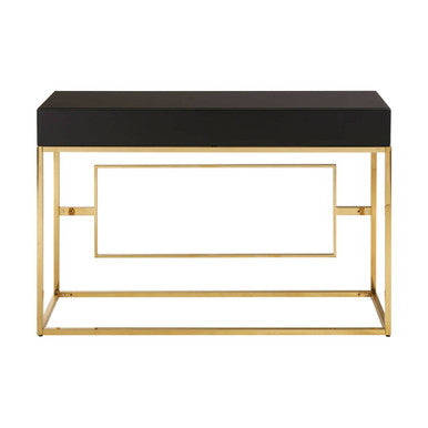 Black Glass Top One Drawer Console Table | Rimini