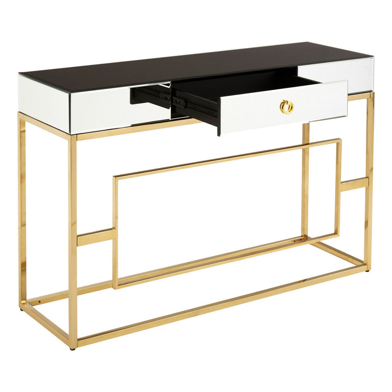 Black Glass Top One Drawer Console Table | Rimini