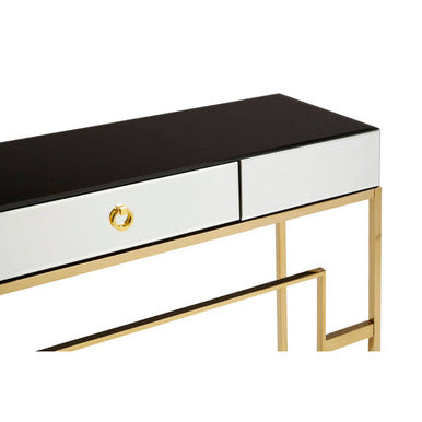Black Glass Top One Drawer Console Table | Rimini