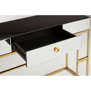 Black Glass Top One Drawer Console Table | Rimini