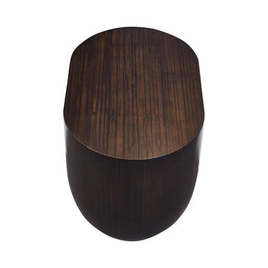 Black Oval Ebony Bamboo Side Table with Curved Edges and Undershelf Storage | Gabelle
