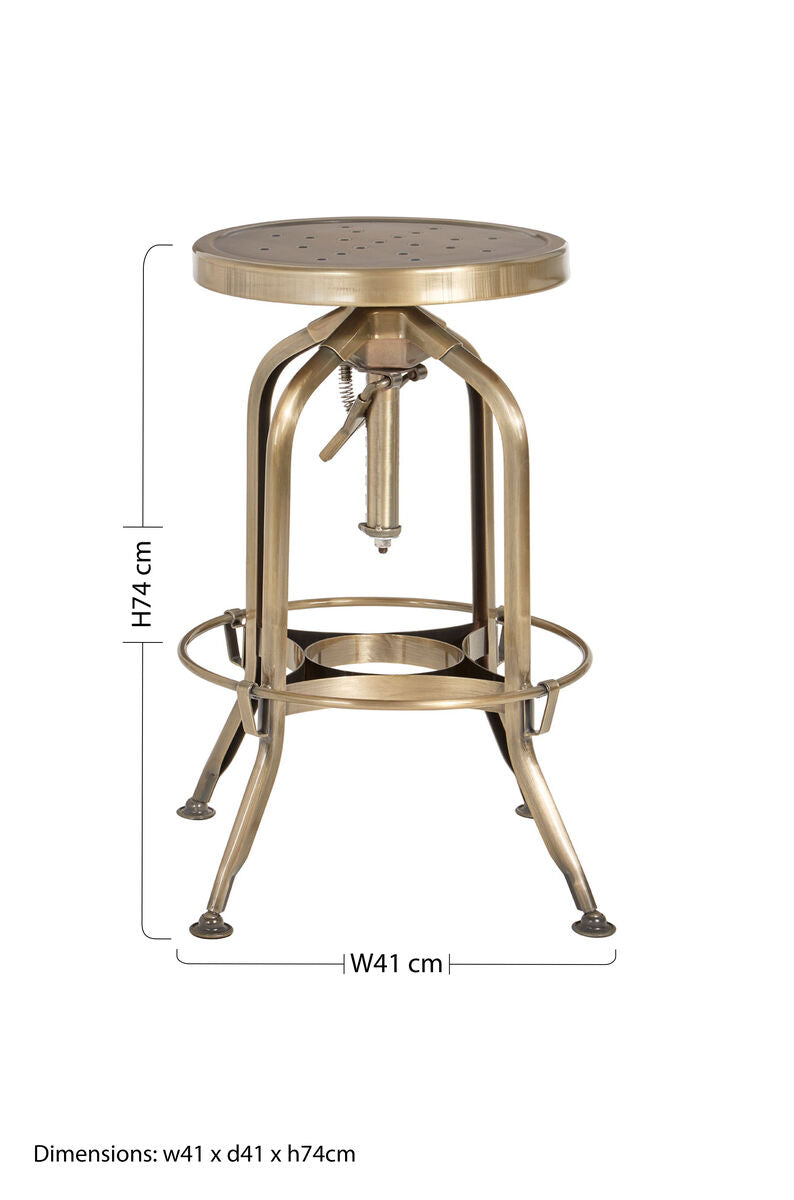 Brass Finish Adjustable Bar Stool | Gator