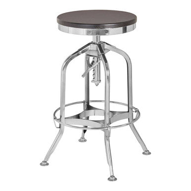 Chrome and Ash Wood Adjustable Bar Stool | Gator