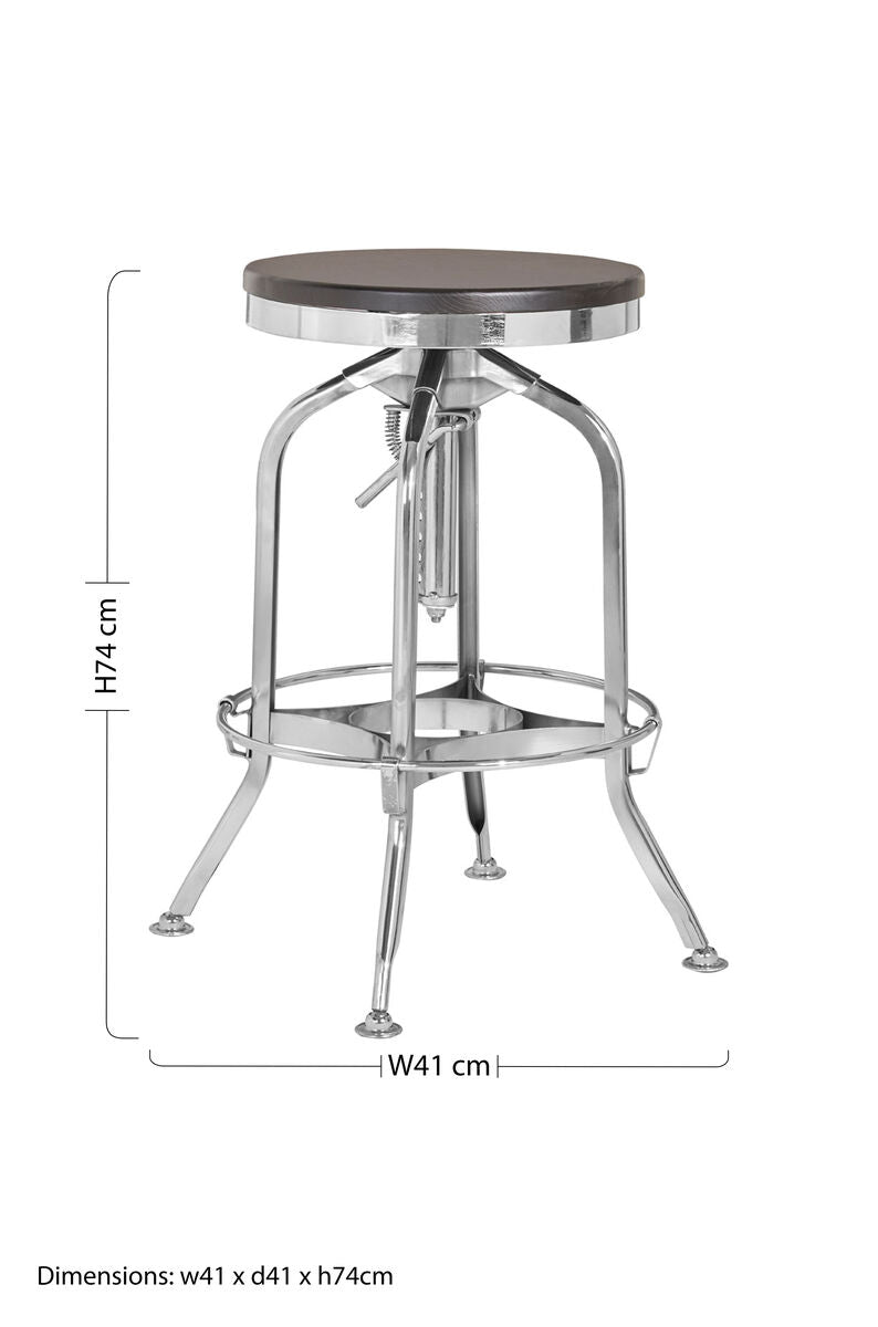Chrome and Ash Wood Adjustable Bar Stool | Gator