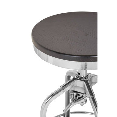 Chrome and Ash Wood Adjustable Bar Stool | Gator