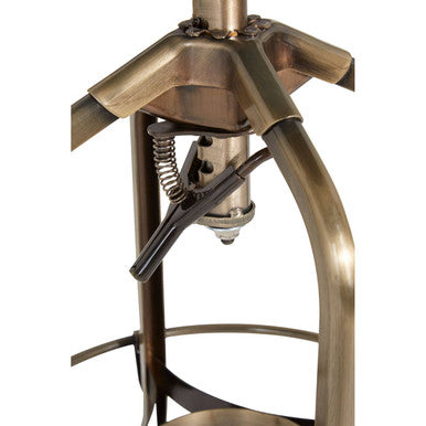 Brass Finish and Ash Wood Adjustable Bar Stool | Gator