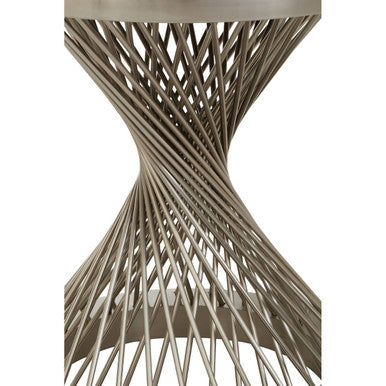 Black Hourglass Top Side Table with Silver Stainless Steel Base | Anzio
