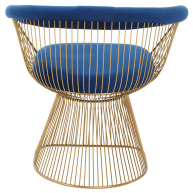 Navy Blue Velvet and Brushed Gold Chair | Anzio
