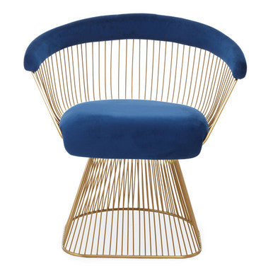 Navy Blue Velvet and Brushed Gold Chair | Anzio