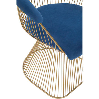 Navy Blue Velvet and Brushed Gold Chair | Anzio