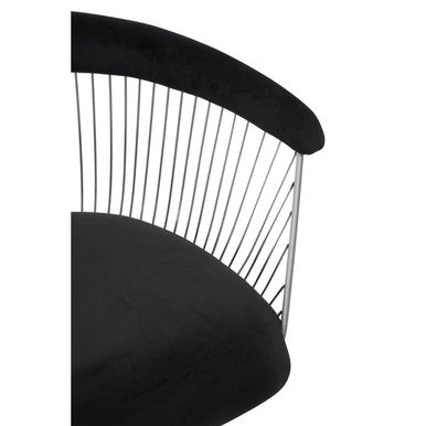 Black Velvet and Brushed Silver Chair | Anzio