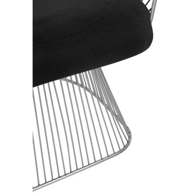Black Velvet and Brushed Silver Chair | Anzio
