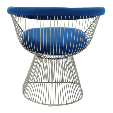 Navy Blue Velvet and Brushed Silver Chair | Anzio