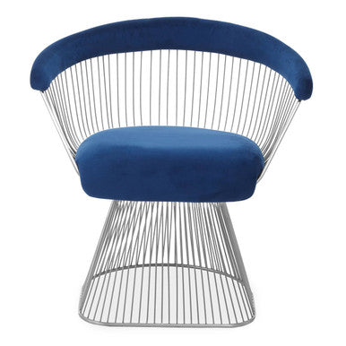 Navy Blue Velvet and Brushed Silver Chair | Anzio