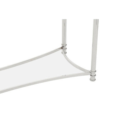 Silver Stainless Steel Base Console Table with Clear Glass Top | Ackley