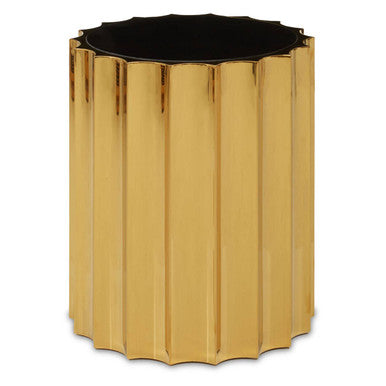 Black Glass Top and Titanium Base Round Side Table | Alvaro